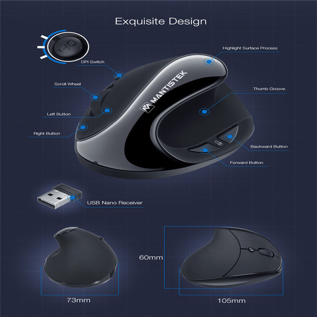 Vertical Ergonomic Optical Mouse